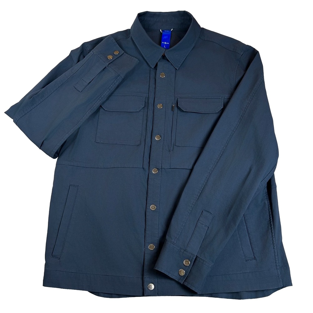 Kit & Ace Navigator Long Sleeve Techwear Utility Performance Overshirt Navy L